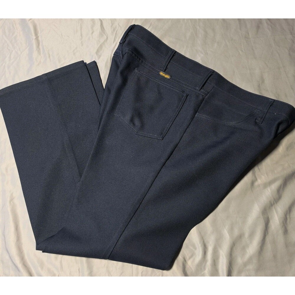 Wrangler Wrancher Dress Jeans Size 38X30 Navy Bootcut Pants 82BK Rockabilly